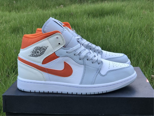 Air Jordan 1 MID White Gray Orange Color Account Number_ CW7591-100. Full code shipment 36--45-5e8d3363